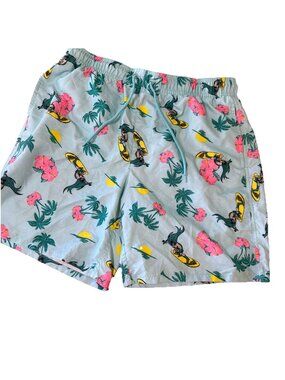 Batman Surfing Floral Swim Trunks Teal  Shorts Summer Beach Mens Sz M Tropical